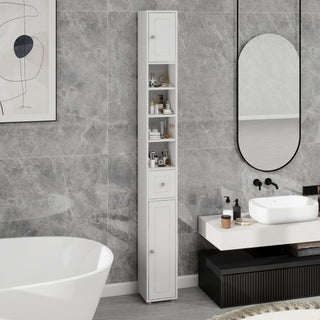 Tall Slim Bathroom Storage Cabinet with Drawer and Adjustable Shelves