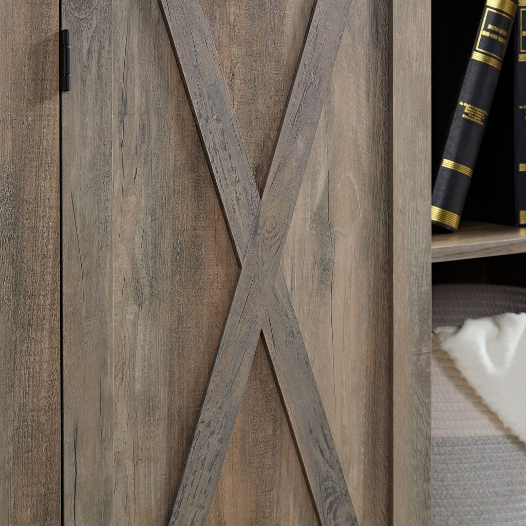 Farmhouse Barn Door Storage Cabinet for Kitchen Pantry