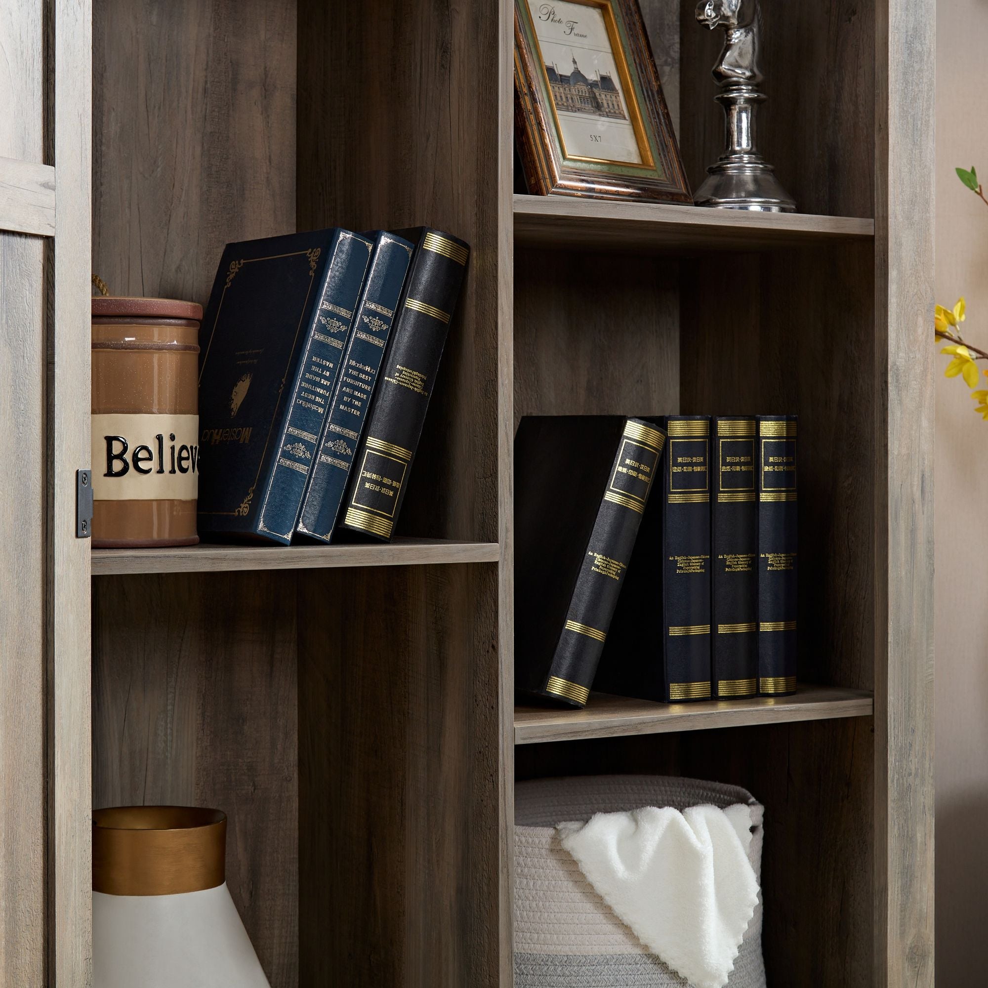 Farmhouse Barn Door Storage Cabinet for Kitchen Pantry