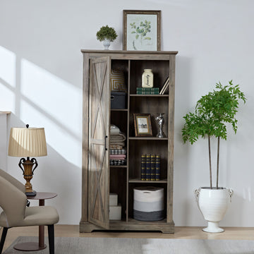 Farmhouse Barn Door Storage Cabinet for Kitchen Pantry