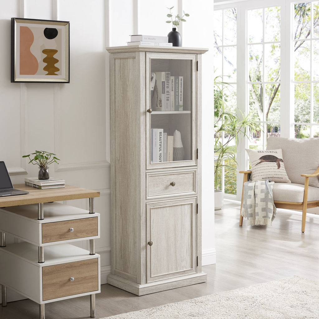 Classical Farmhouse Glass-Door Storage Cabinet