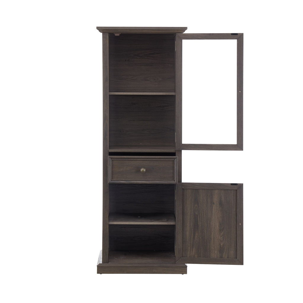 Classical Farmhouse Glass-Door Storage Cabinet