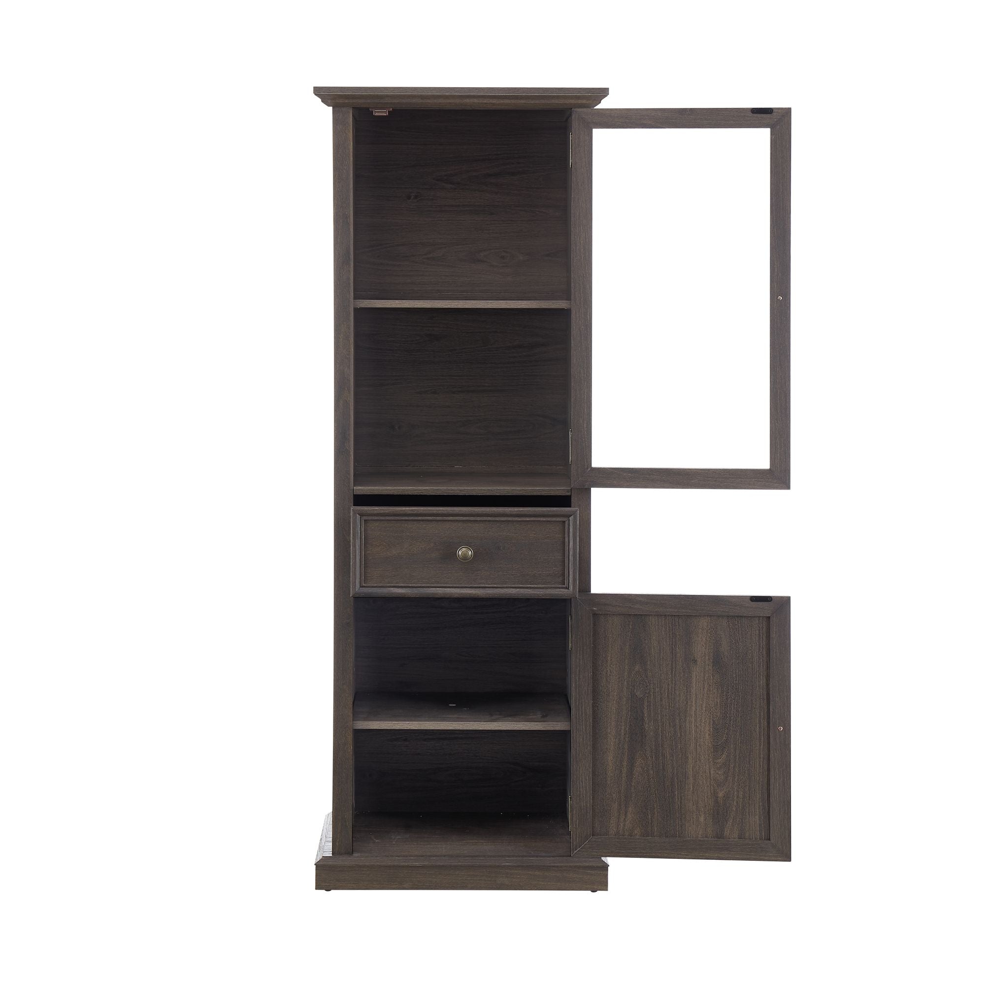 Classical Farmhouse Glass-Door Storage Cabinet