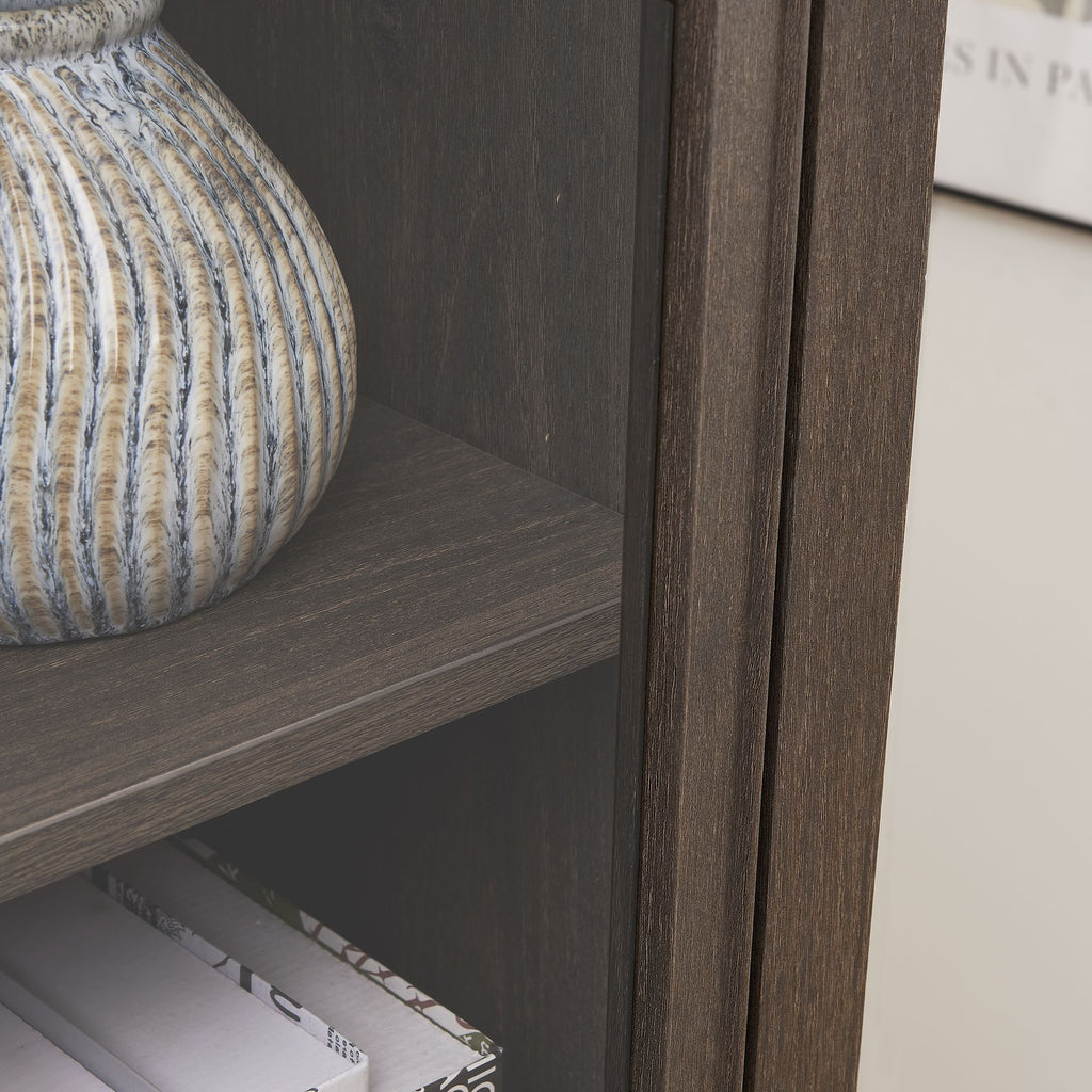Classical Farmhouse Glass-Door Storage Cabinet