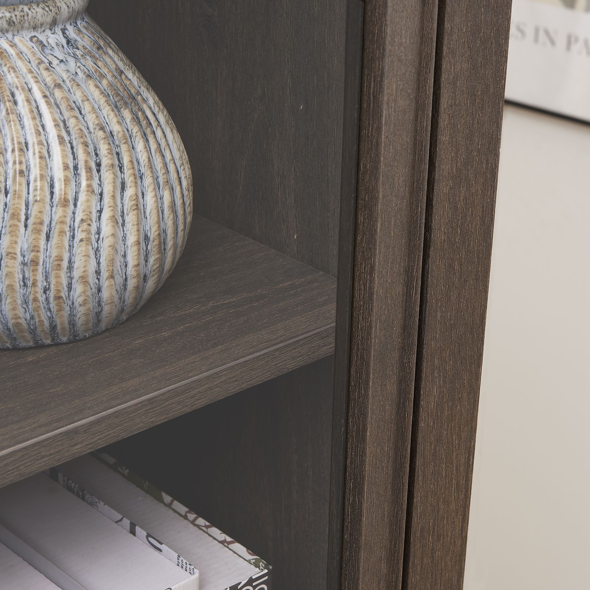 Classical Farmhouse Glass-Door Storage Cabinet