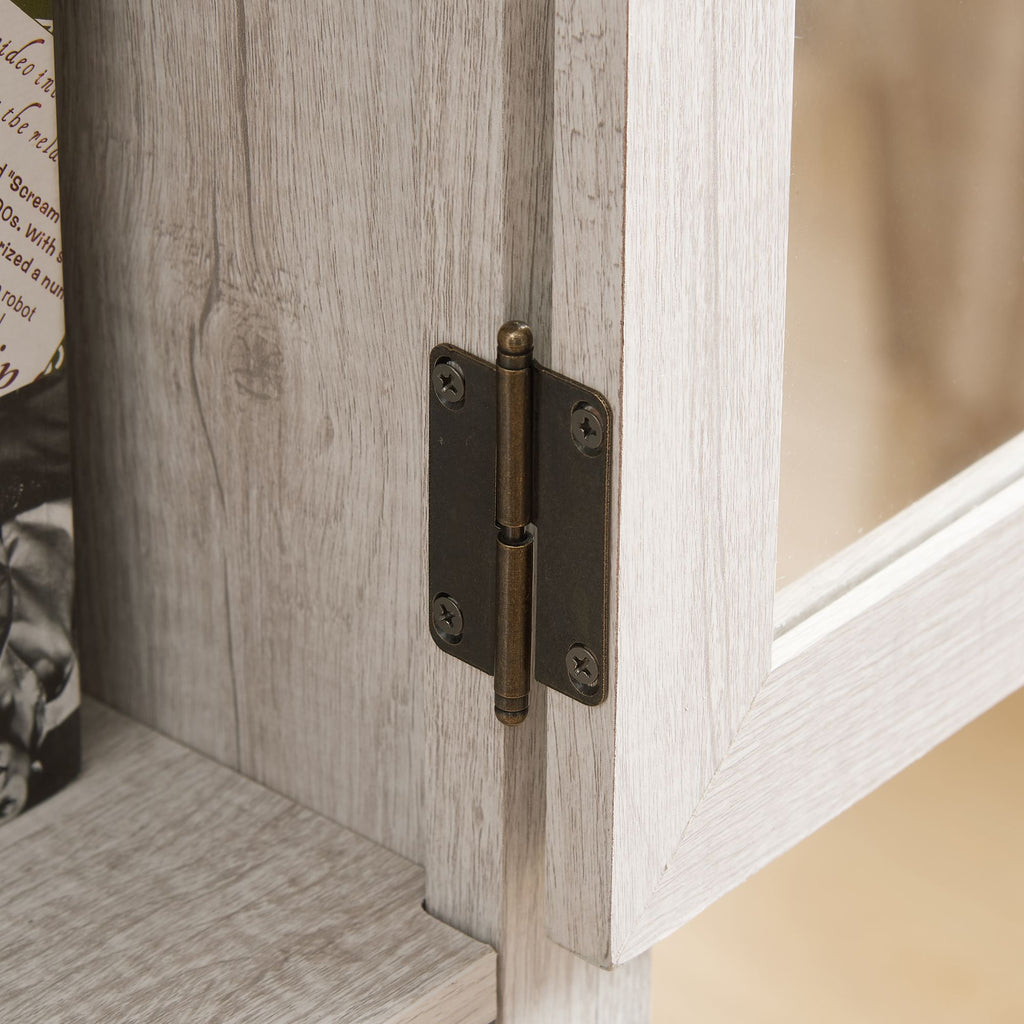 Classical Farmhouse Glass-Door Storage Cabinet