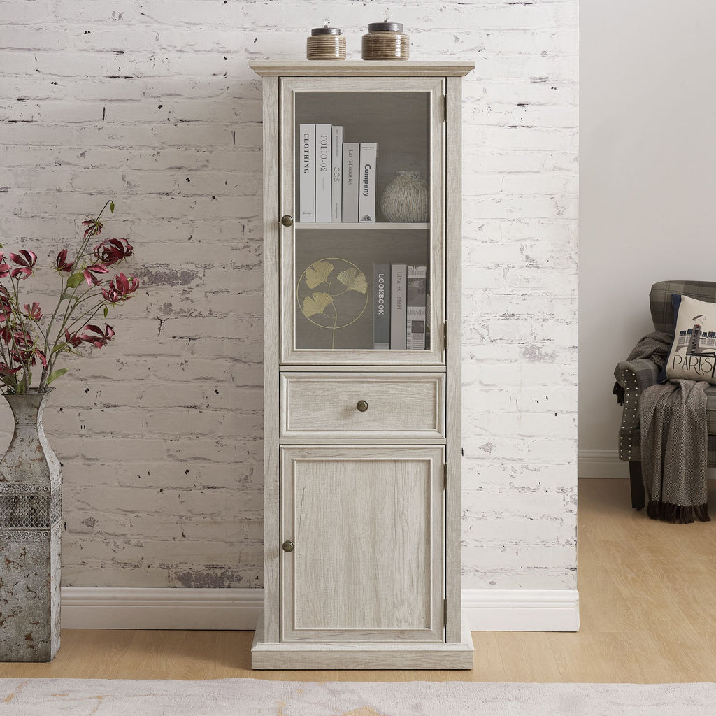 Classical Farmhouse Glass-Door Storage Cabinet