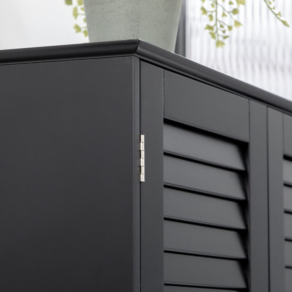 Tall Storage Cabinet with Doors and Shelf – Black Linen Tower for Bathroom & More