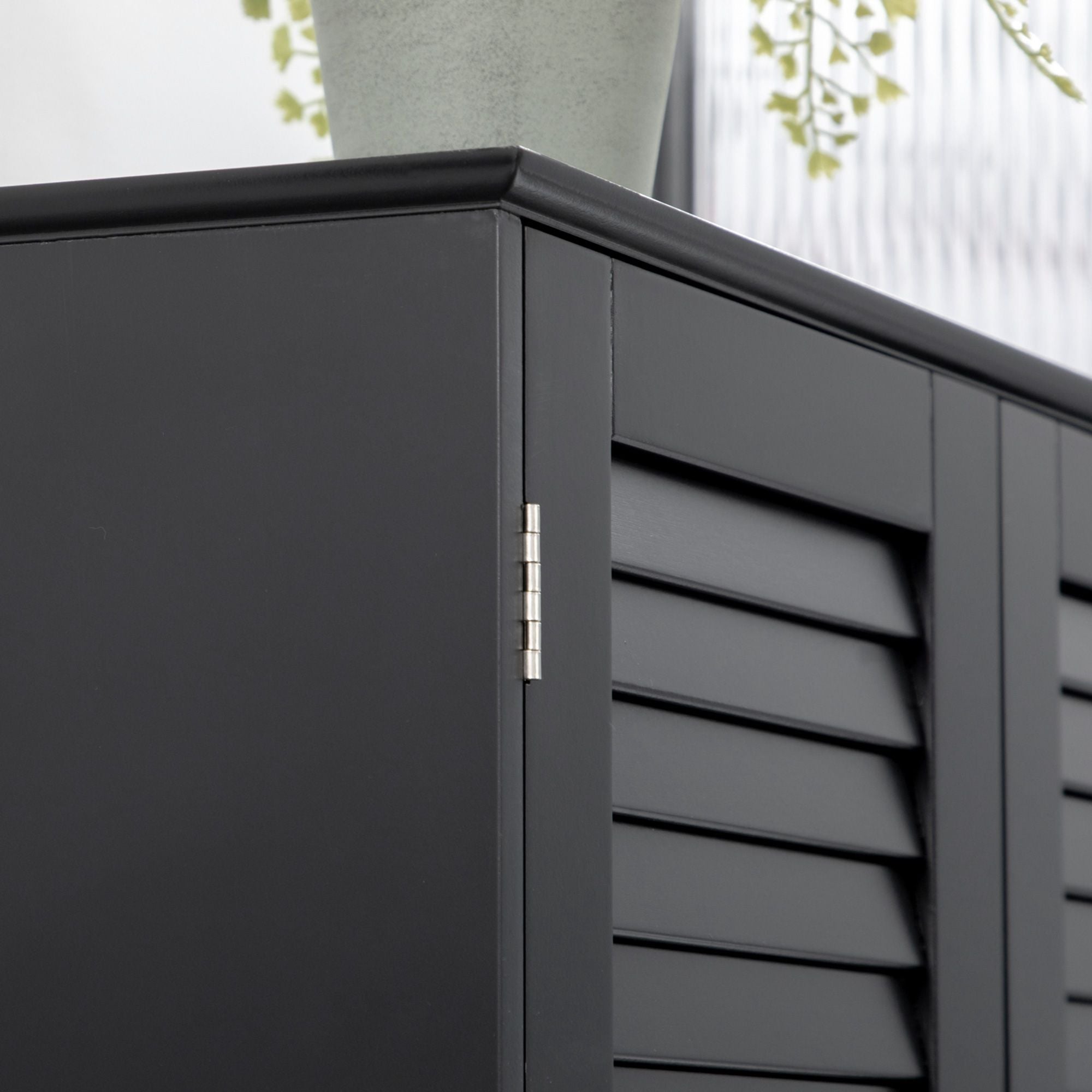 Tall Storage Cabinet with Doors and Shelf – Black Linen Tower for Bathroom & More