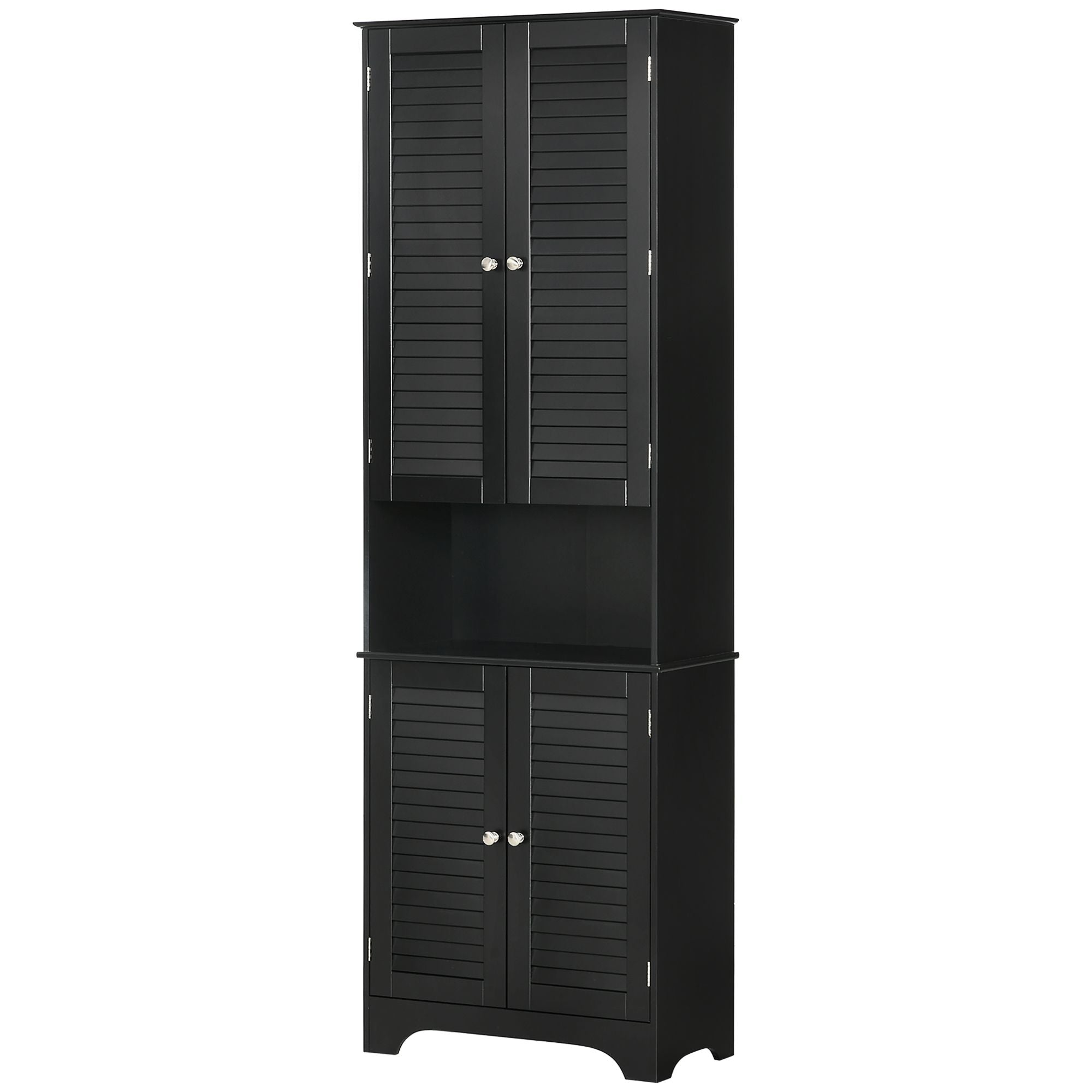 Tall Storage Cabinet with Doors and Shelf – Black Linen Tower for Bathroom & More