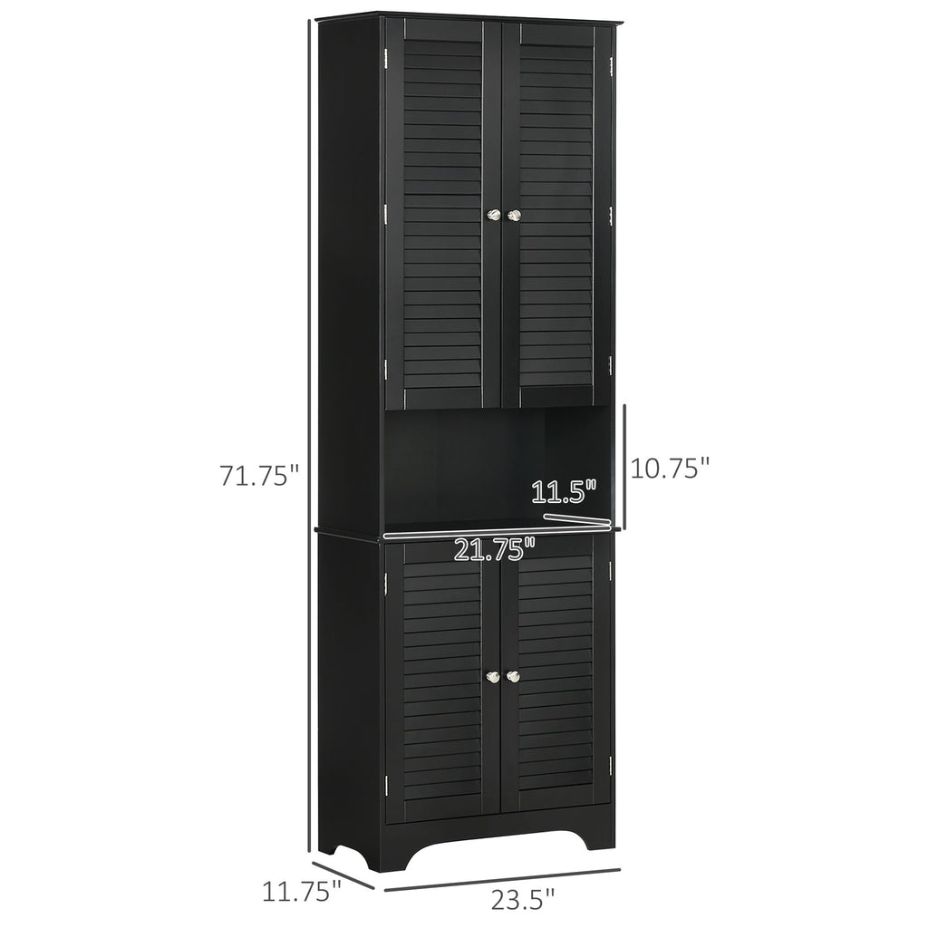 Tall Storage Cabinet with Doors and Shelf – Black Linen Tower for Bathroom & More