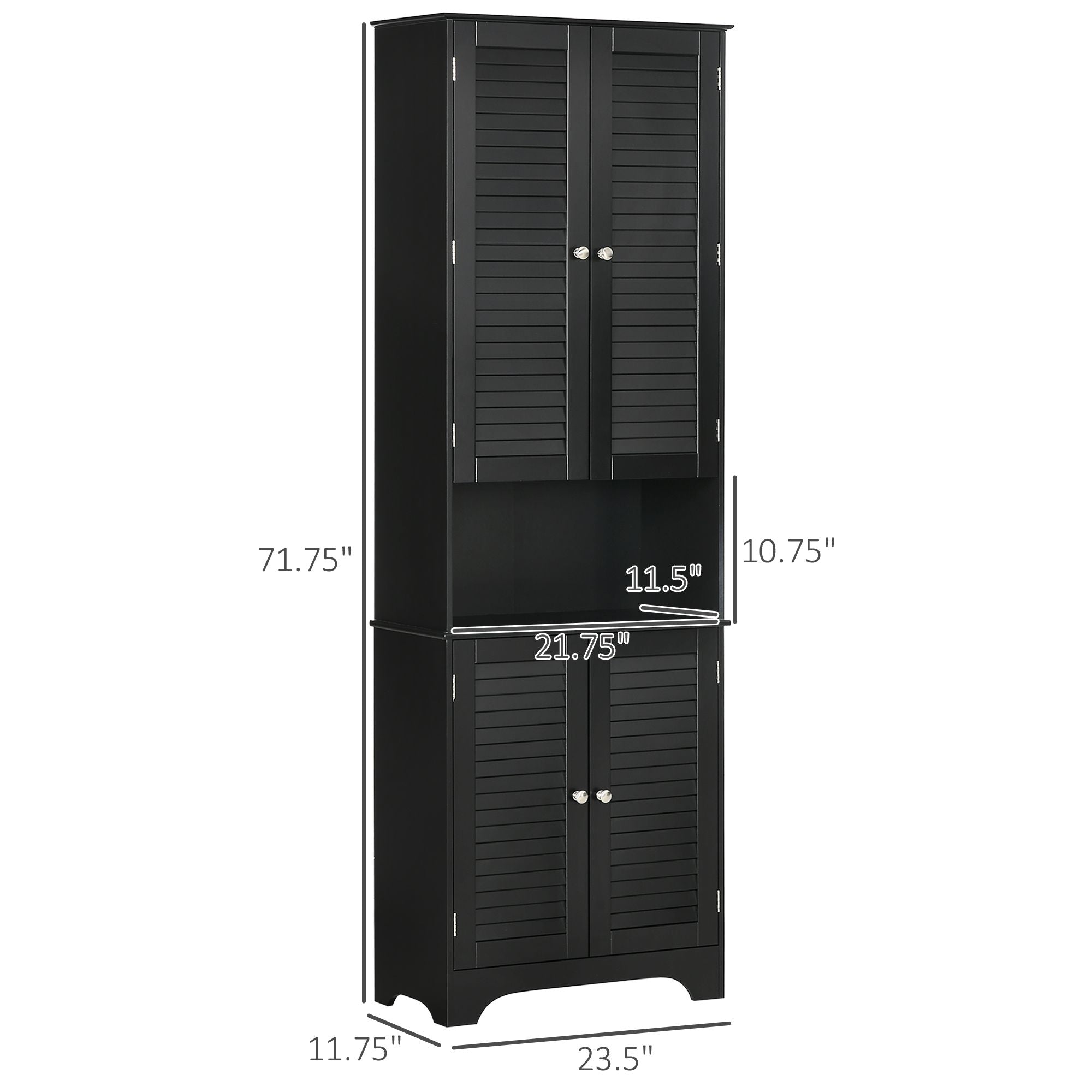 Tall Storage Cabinet with Doors and Shelf – Black Linen Tower for Bathroom & More