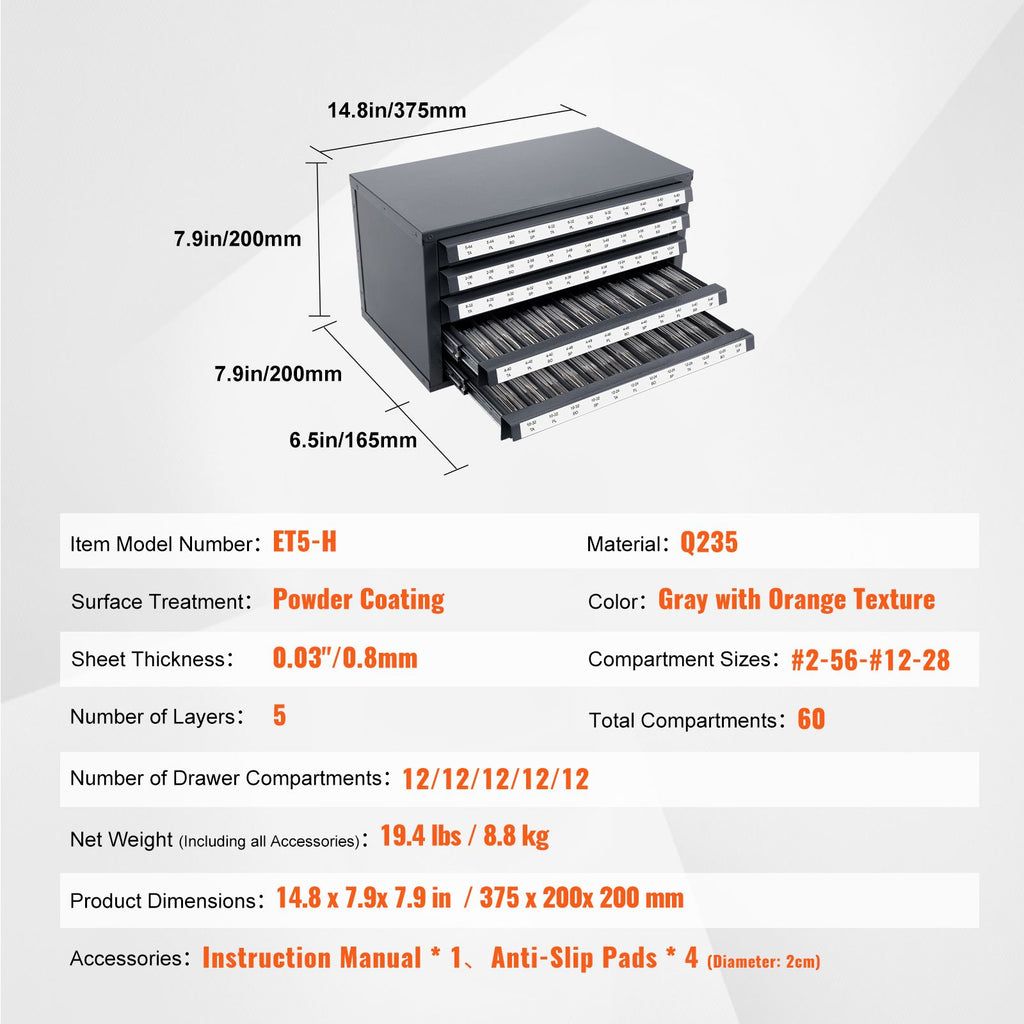 Five-Drawer Tap Organizer Cabinet for Workshops