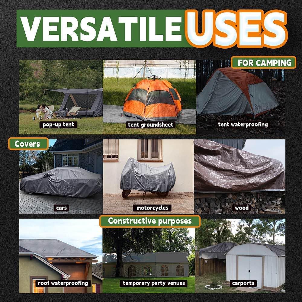 Multipurpose water-ready Tarp Cover with Metal Grommets and Reinforced Edges
