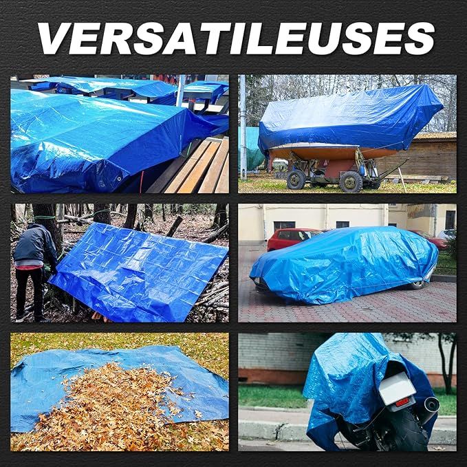 water-ready Blue Tarps with Metal Tie-Down Grommets