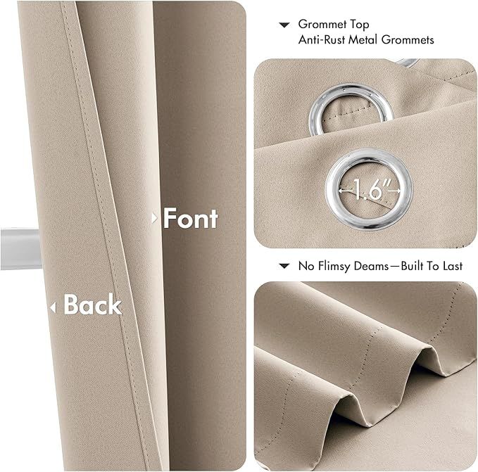 Taupe Blackout Curtains with Grommet Tops