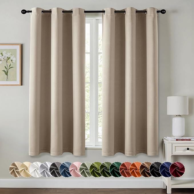 Taupe Blackout Curtains with Grommet Tops