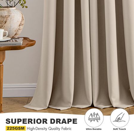 Taupe Blackout Curtains with Grommet Tops