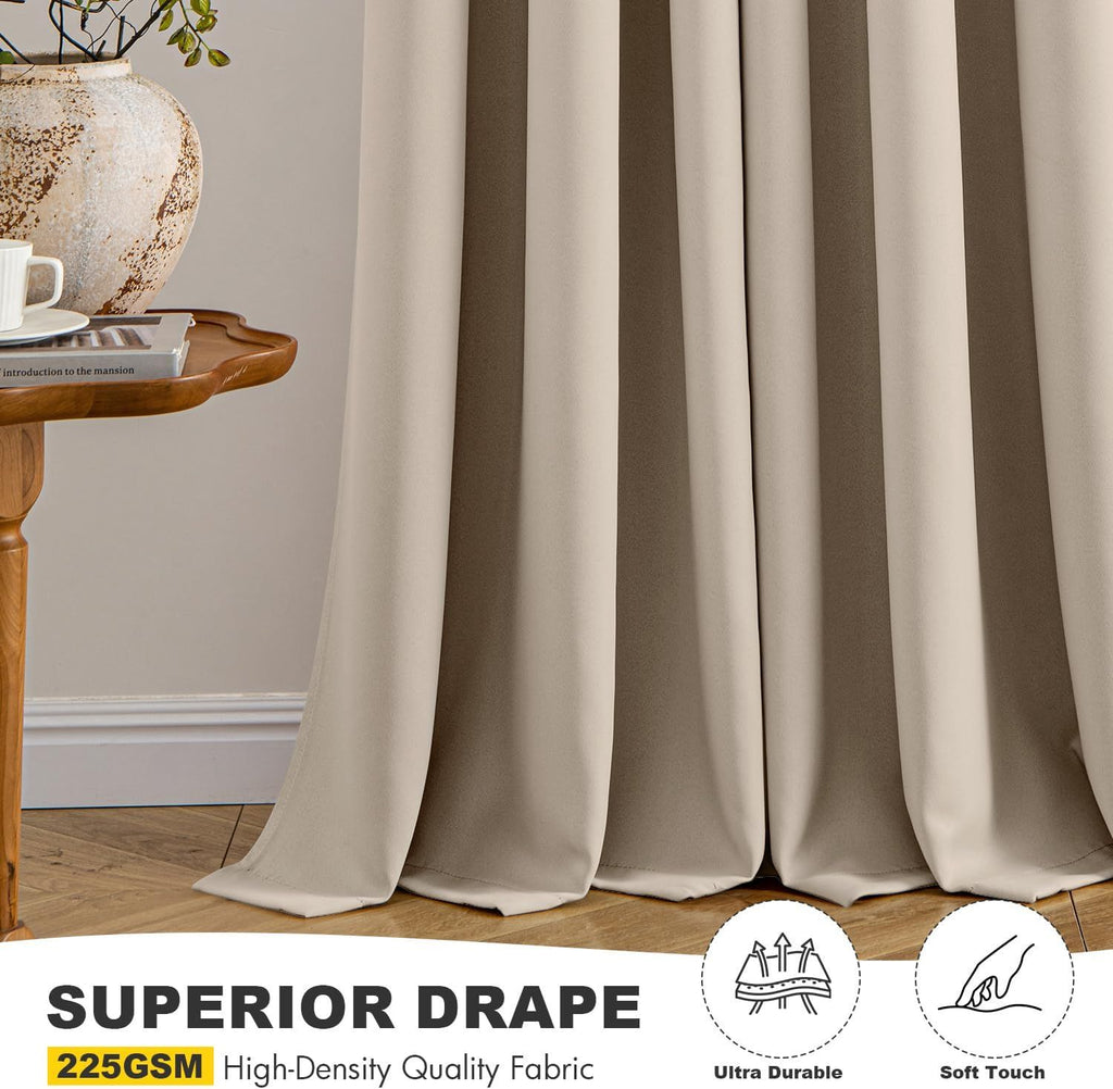 Taupe Blackout Curtains with Grommet Tops