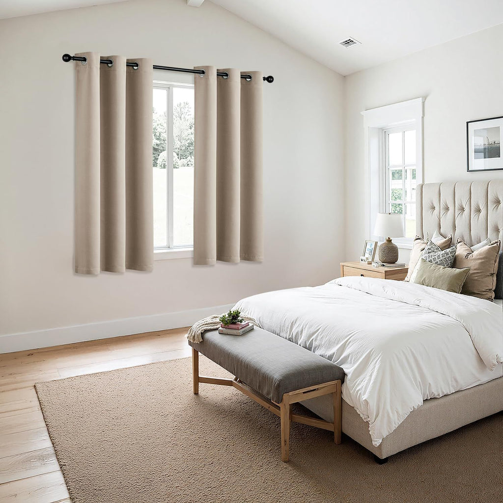 Taupe Blackout Curtains with Grommet Tops
