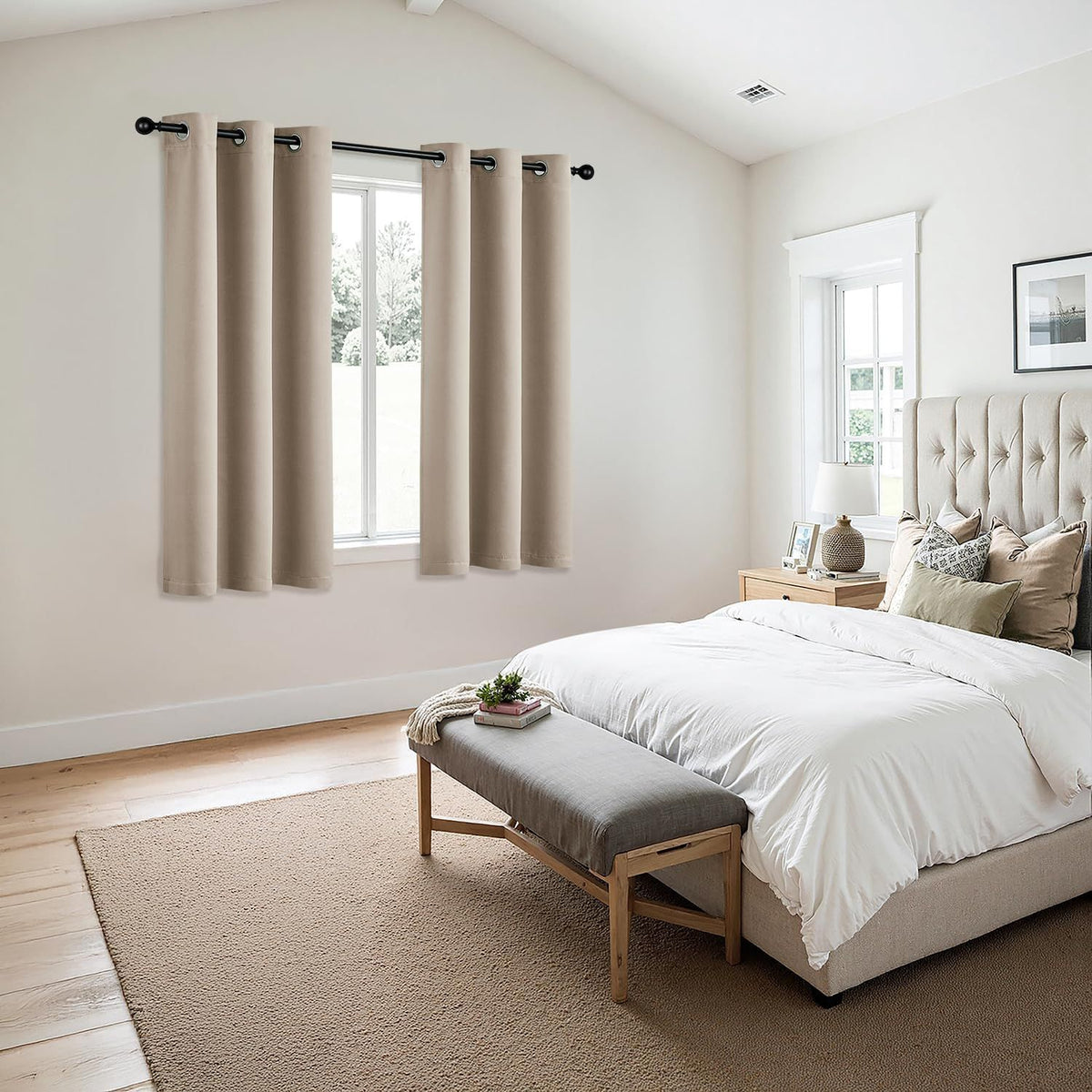 Taupe Blackout Curtains with Grommet Tops
