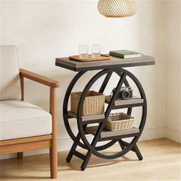 Industrial Staggered-Shelf Side Table