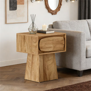 Compact Modern Side Table with Storage Drawer