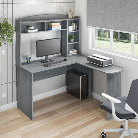 Techni Mobili L-Shaped Desk with Integrated Hutch
