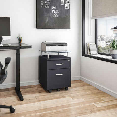 Graphite Rolling File Cabinet with Locking Drawers