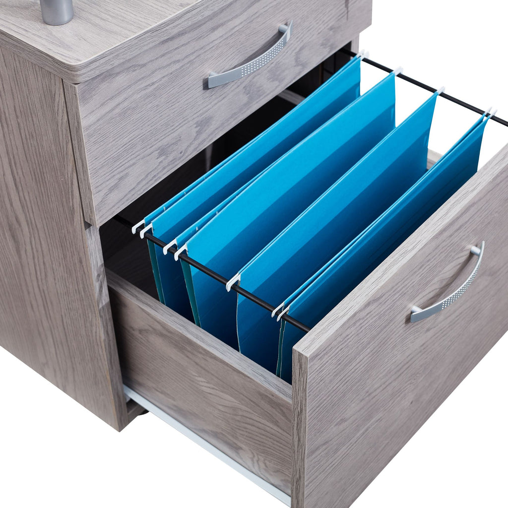 Secure Rolling File Cabinet with Glass Top and Locking Drawers