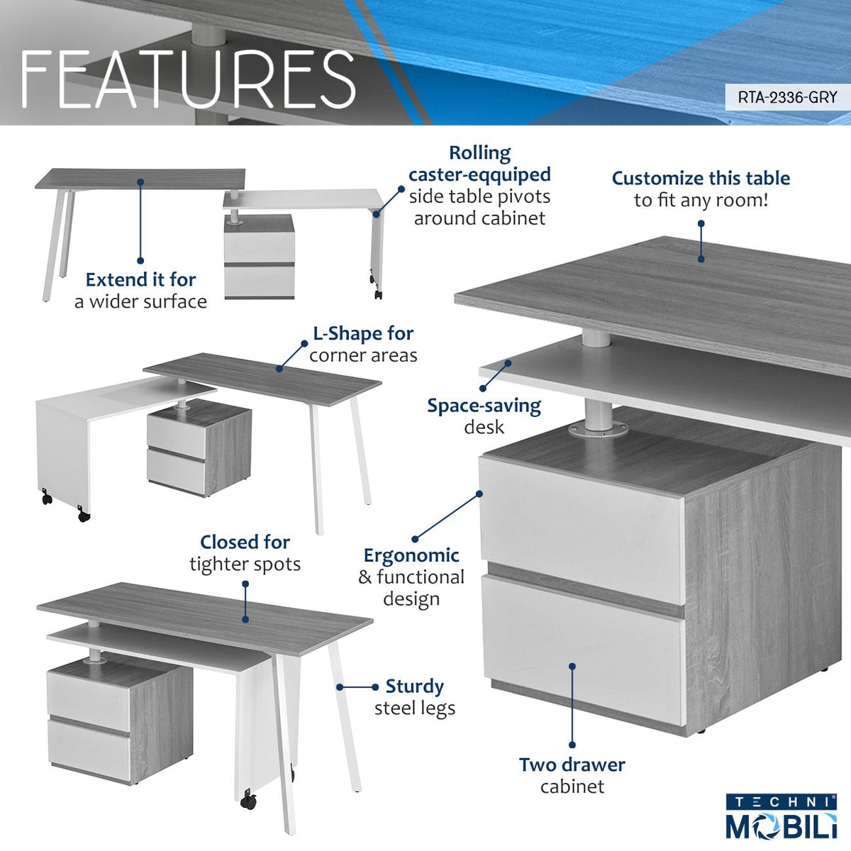 Techni Mobili Rotating Multi-Position Desk