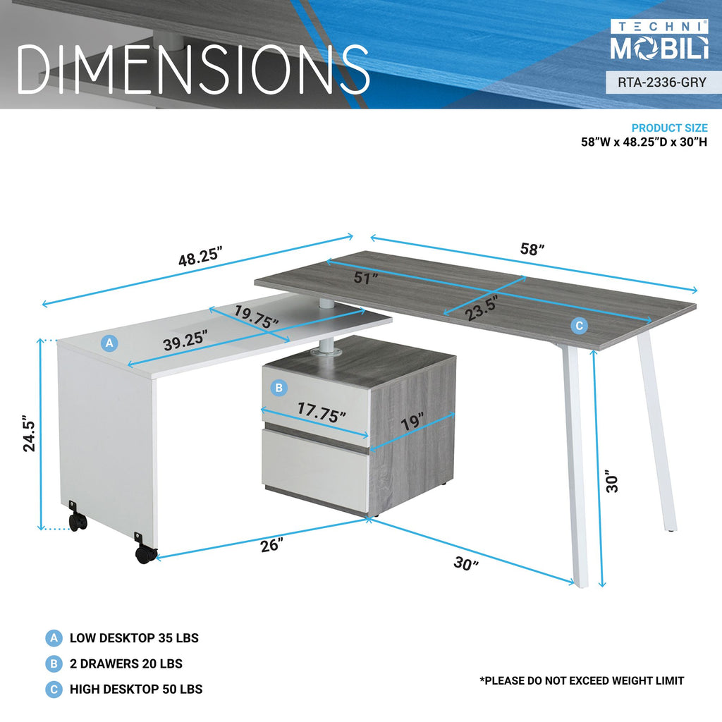 Techni Mobili Rotating Multi-Position Desk