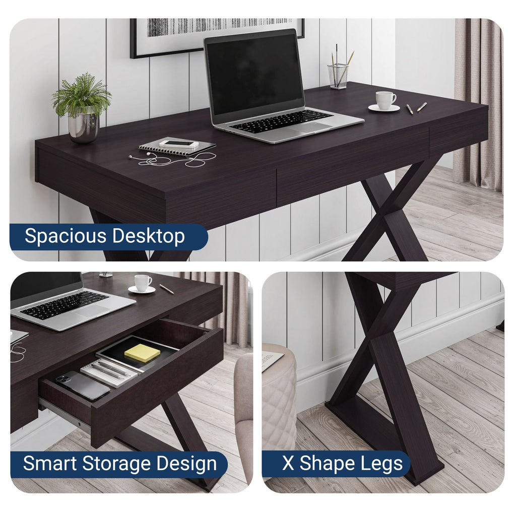 Techni Mobili Trendy Writing Desk with Drawer, Espresso