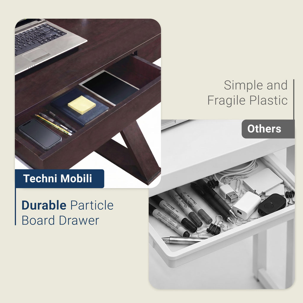 Techni Mobili Trendy Writing Desk with Drawer, Espresso