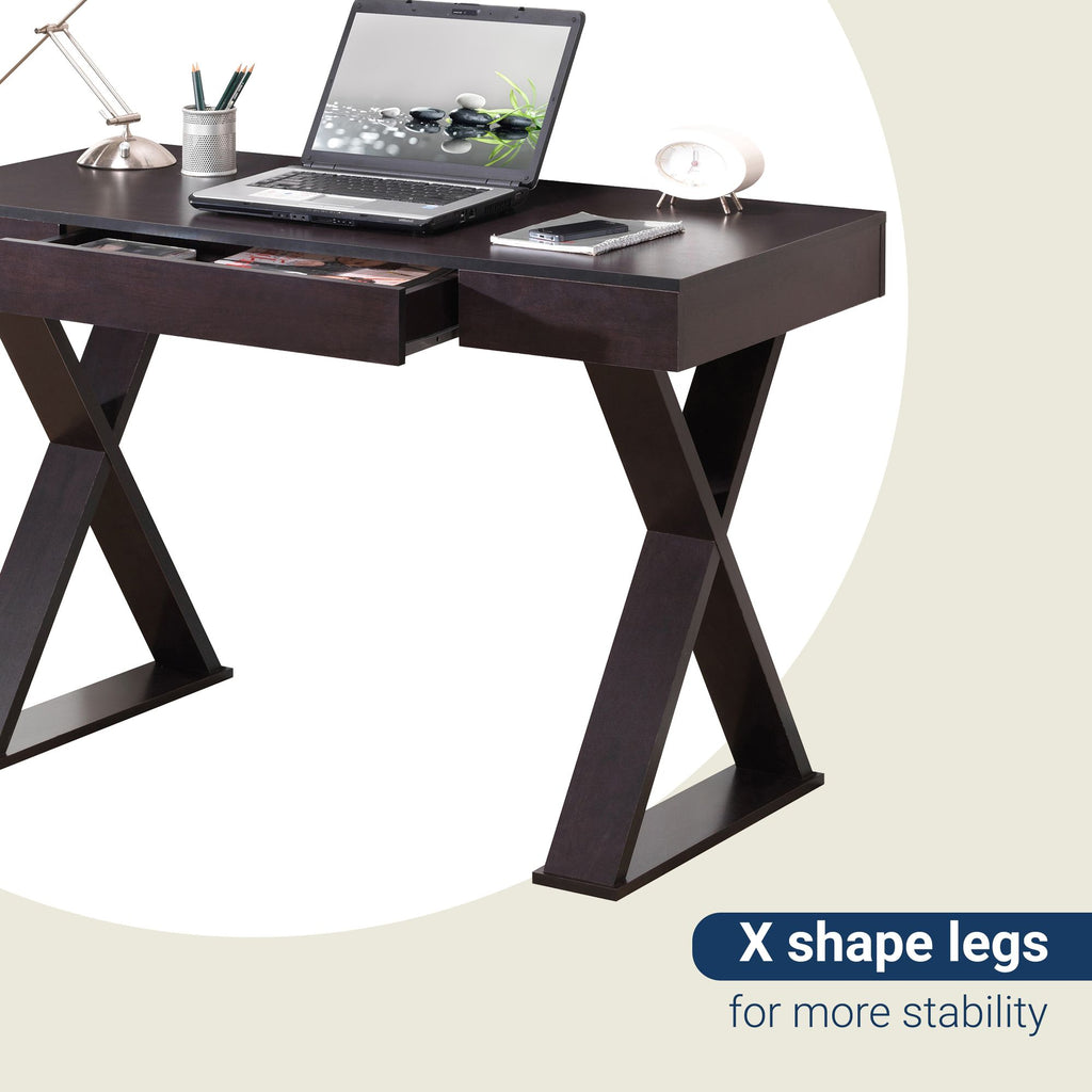 Techni Mobili Trendy Writing Desk with Drawer, Espresso