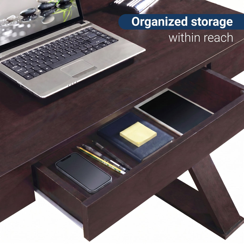 Techni Mobili Trendy Writing Desk with Drawer, Espresso