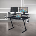 Techni Sport Carbon Fiber Gaming Desk with Shelving and Cup Holder