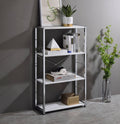 Modern White 4-Tier Bookshelf with X-Shape Crossbars