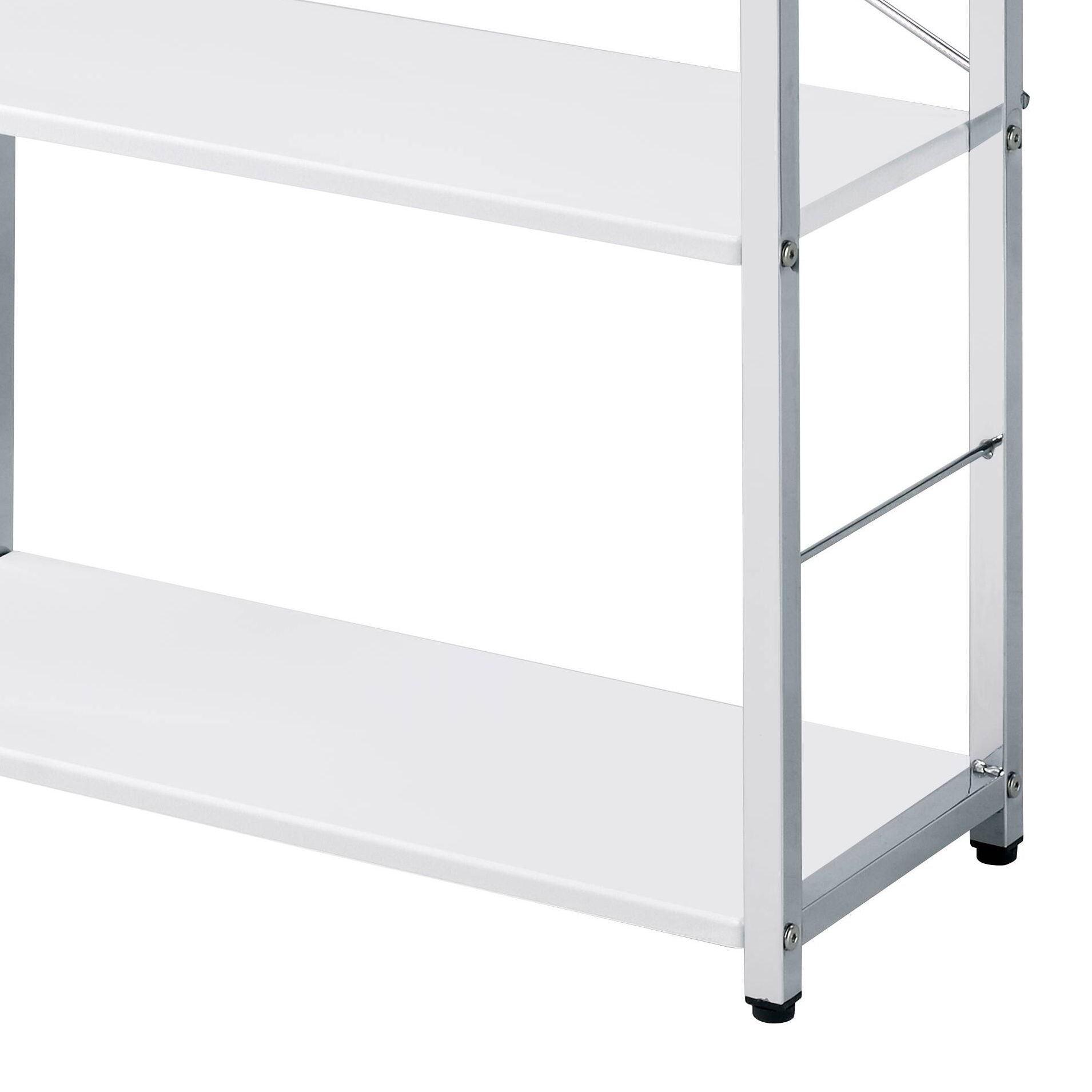 Modern White 4-Tier Bookshelf with X-Shape Crossbars