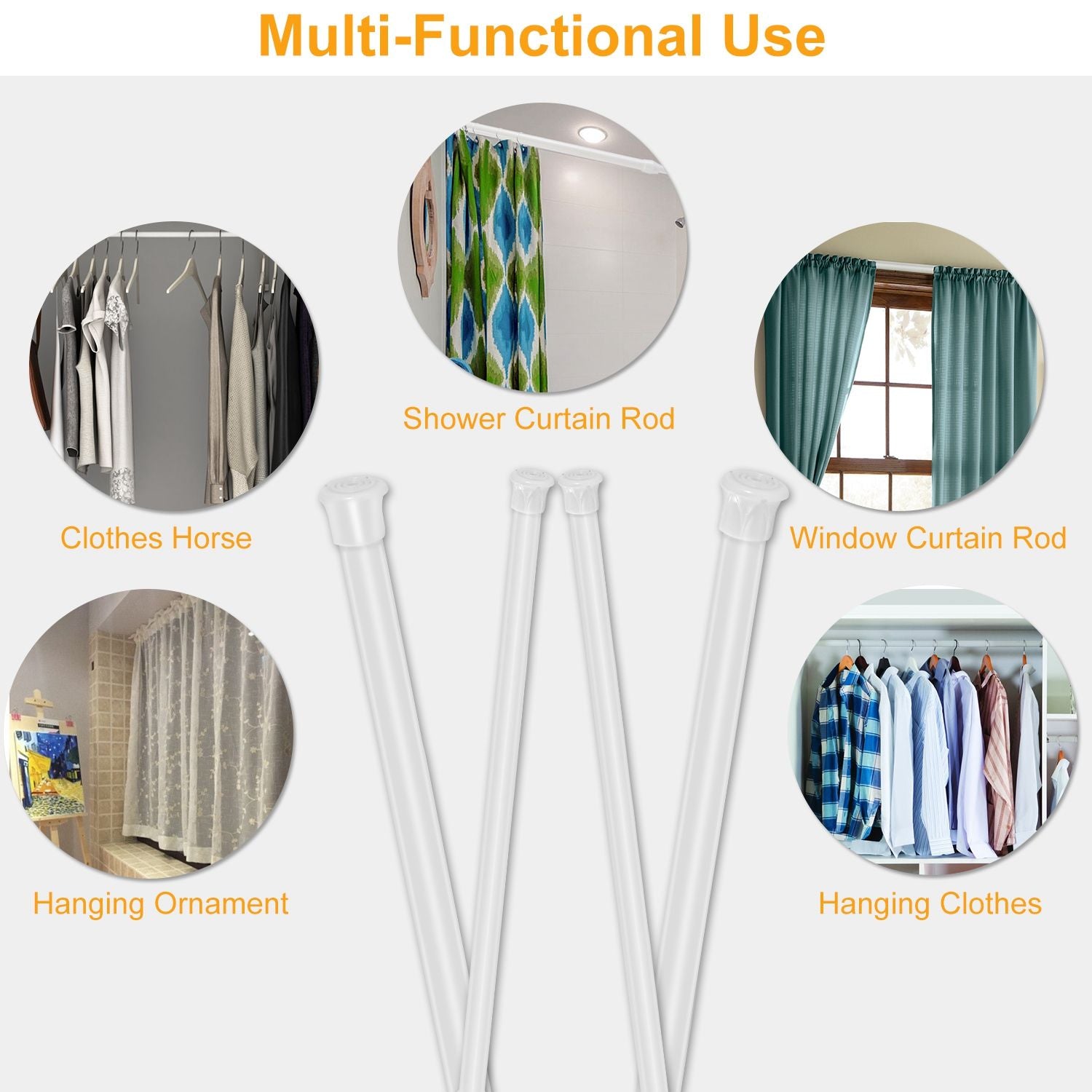 Adjustable Spring-Loaded Tension Curtain Rod