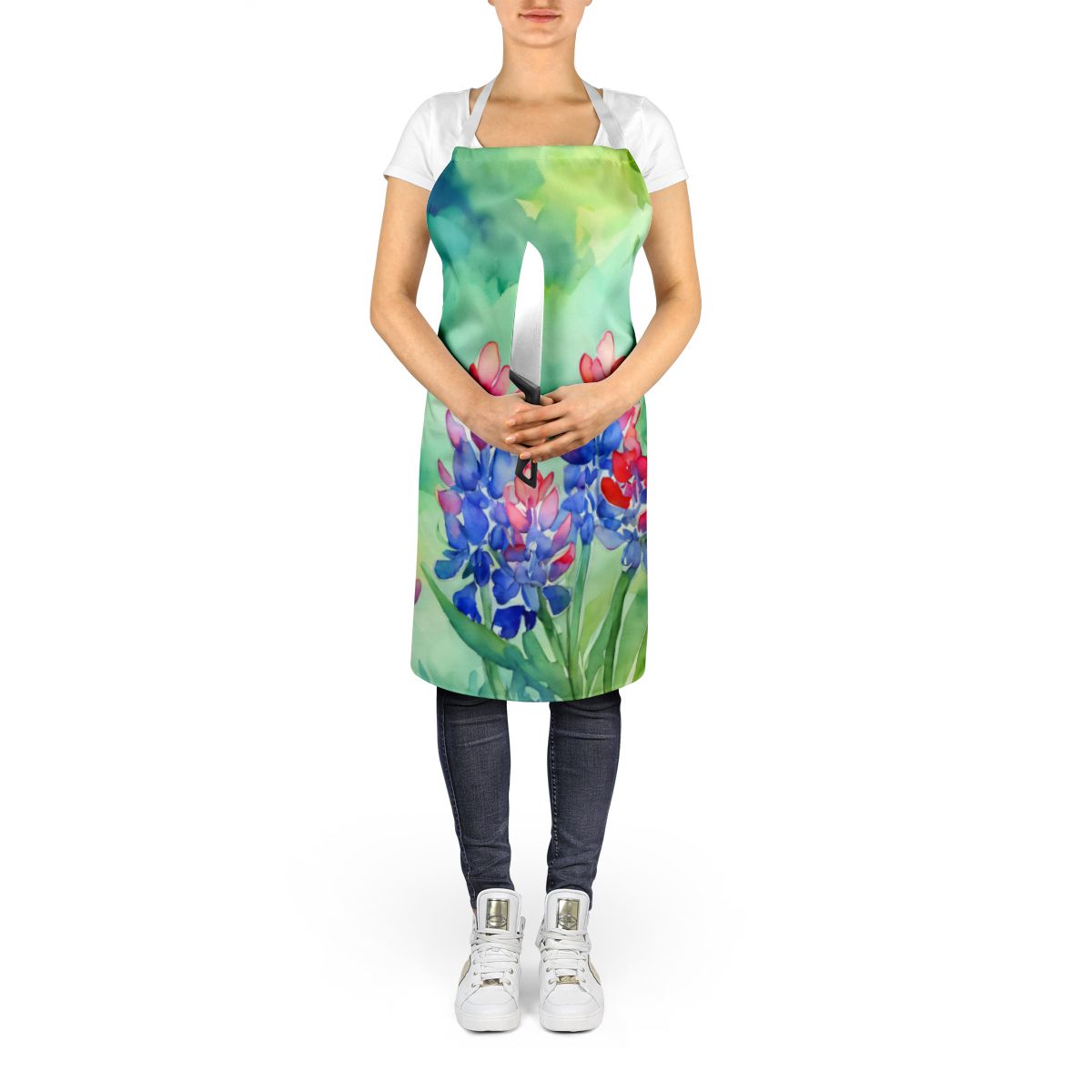 Texas Bluebonnets Watercolor Apron – Artistic Kitchen & Garden Apron