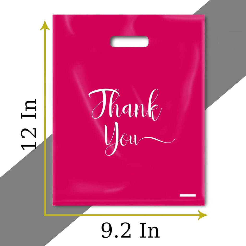 100 Pack Pink Plastic Thank You Bags for Small Business Retail
