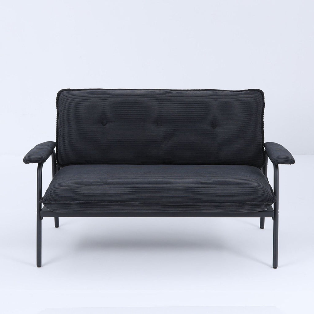 Modern Button Tufted Double Seat Sofa with Green Striped Fabric