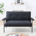 Modern Button Tufted Double Seat Sofa with Green Striped Fabric
