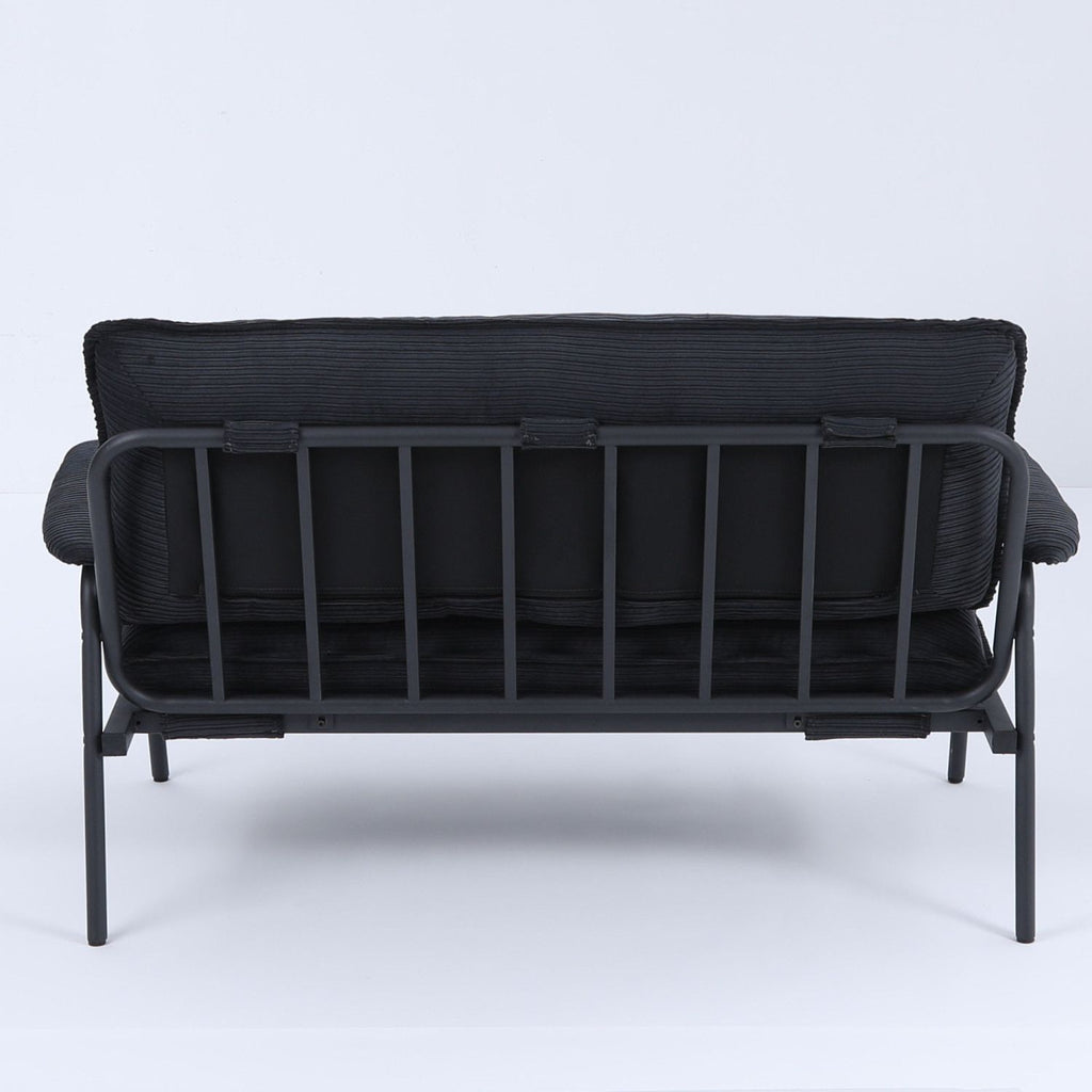 Modern Button Tufted Double Seat Sofa with Green Striped Fabric