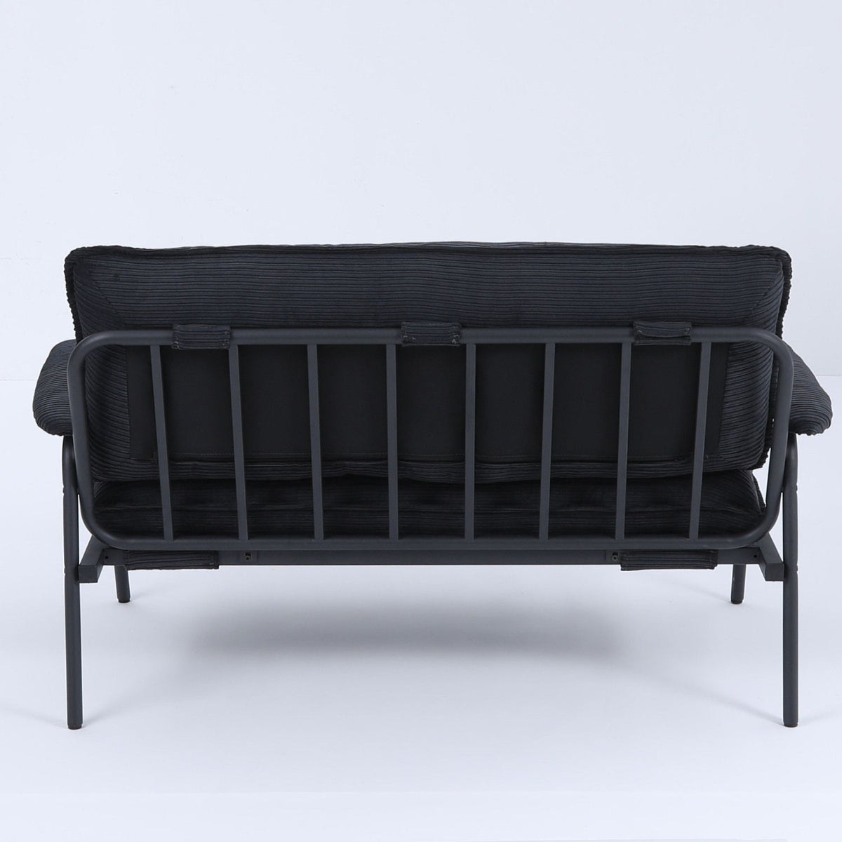 Modern Button Tufted Double Seat Sofa with Green Striped Fabric