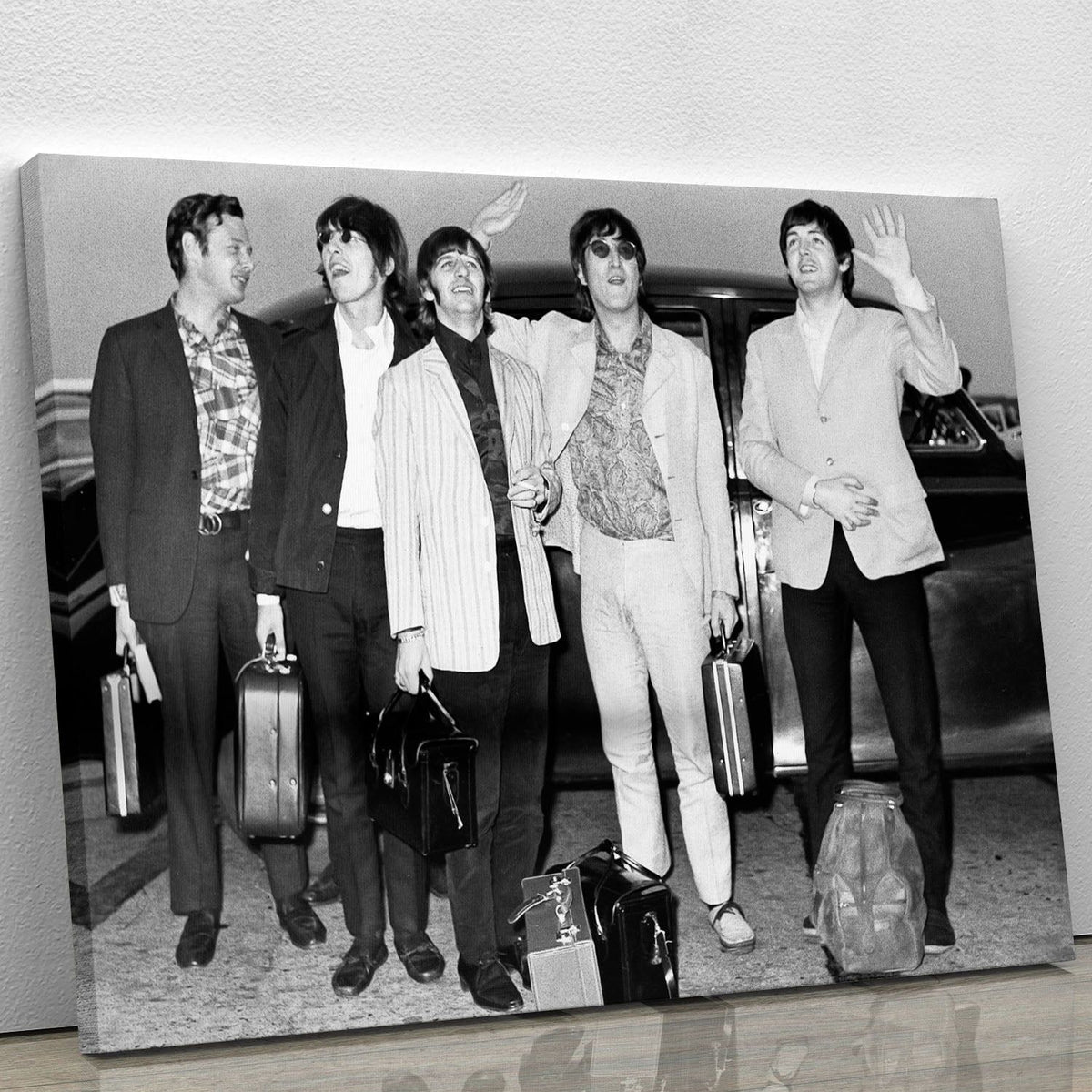 The Beatles and Brian Epstein at London Airport Wall Art