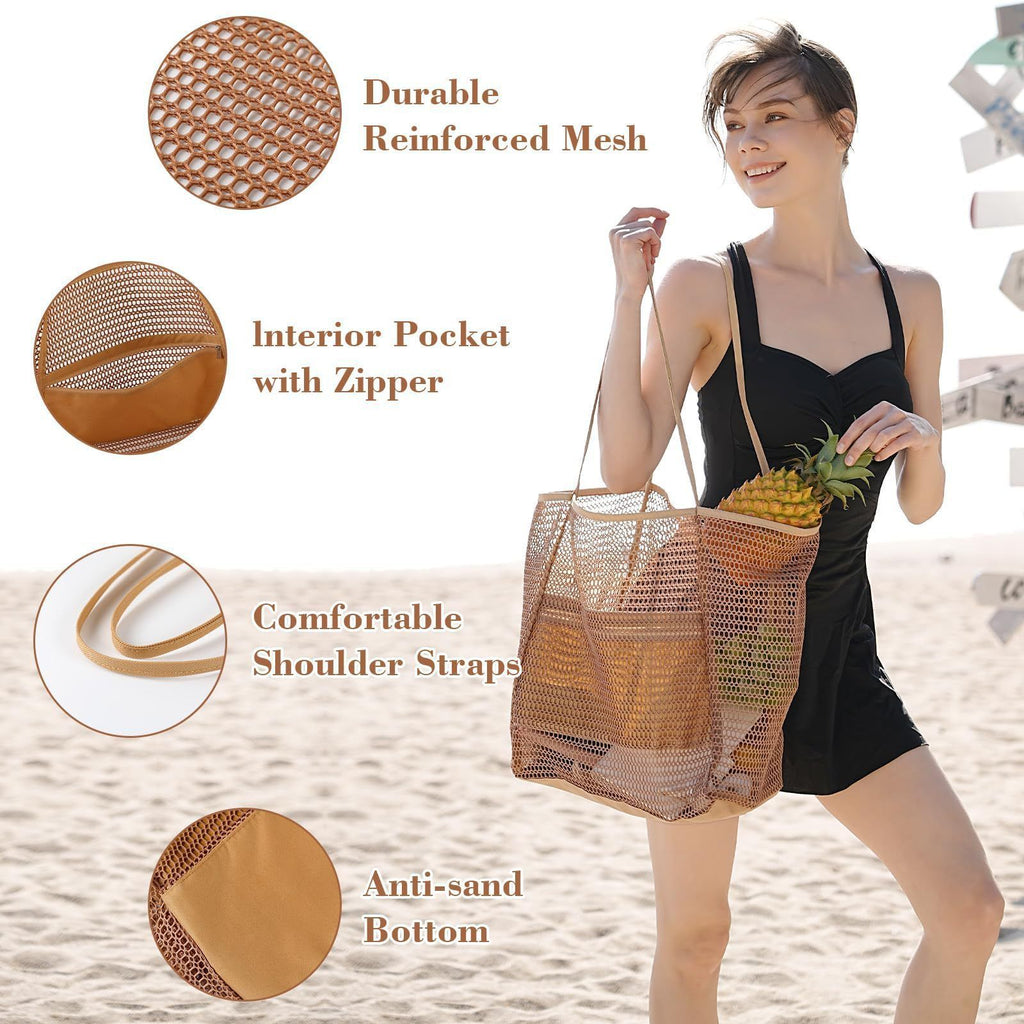 Foldable Mesh Beach and Shopping Tote