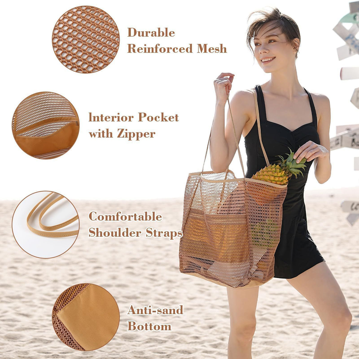 Foldable Mesh Beach and Shopping Tote