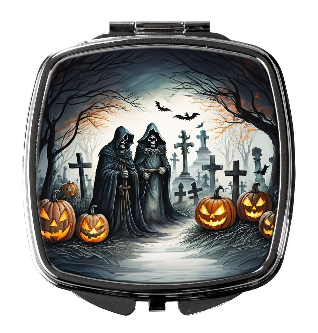 The Grim Reaper Spooky Halloween Compact Mirror – Travel Makeup Mirror with Dual Mirrors